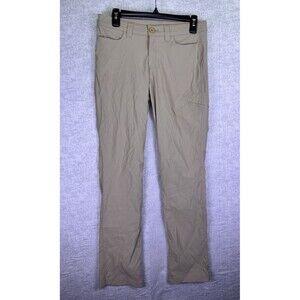 Eddie Bauer Pants Womens 4 Beige Tan Flat Front Nylon Hiking Zip Pocket Stretch